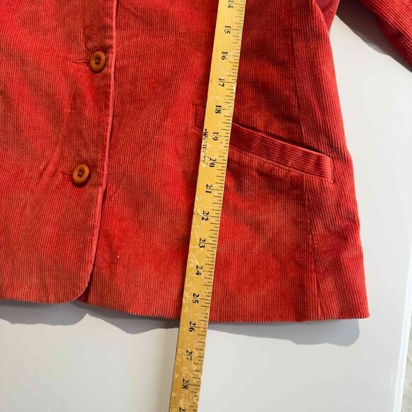 L.L. Bean Orange Corduroy Blazer Vintage 90s 3 Button Notched Lapel Pockets Lg - Picture 12 of 14